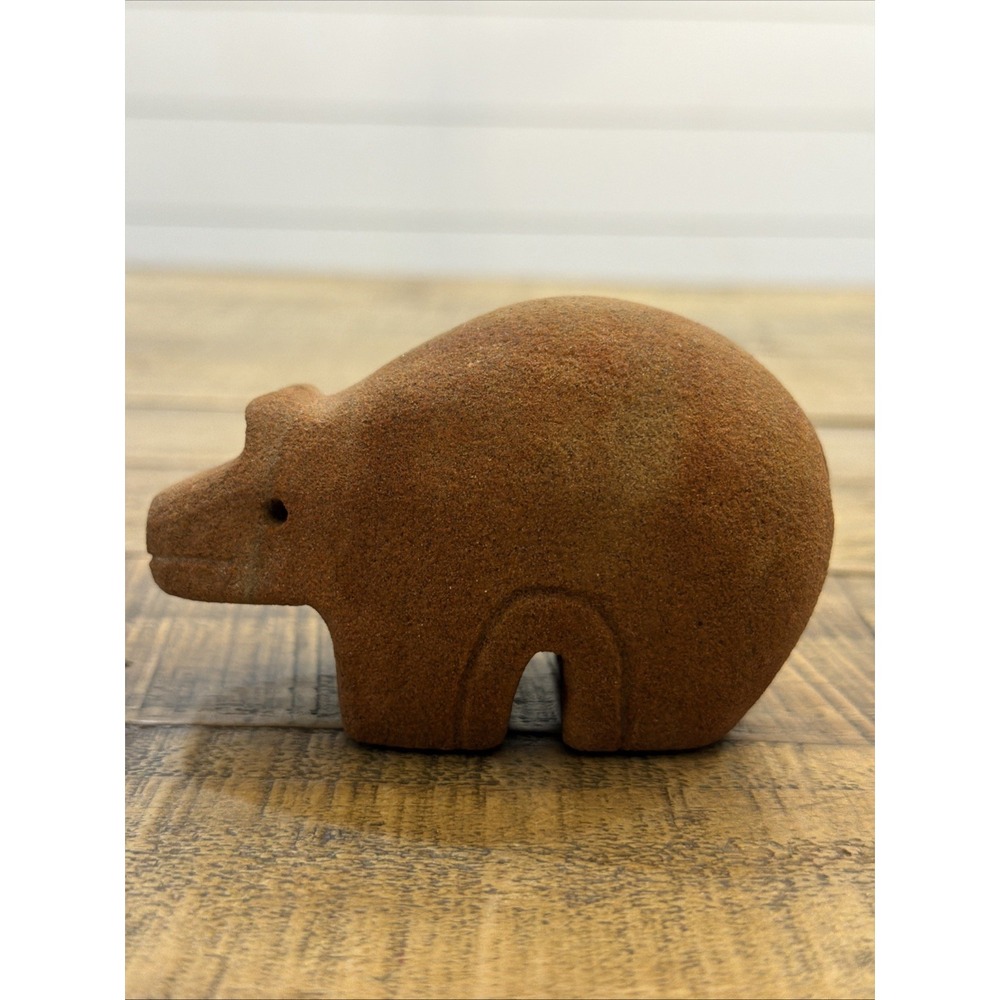 Vintage Zuni Bear Fetish Carving Sandstone Signed J?